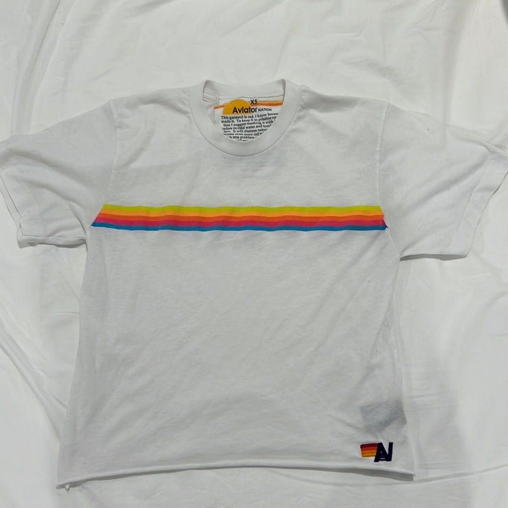 AVIATOR NATION Striped Crew Neck T-Shirt